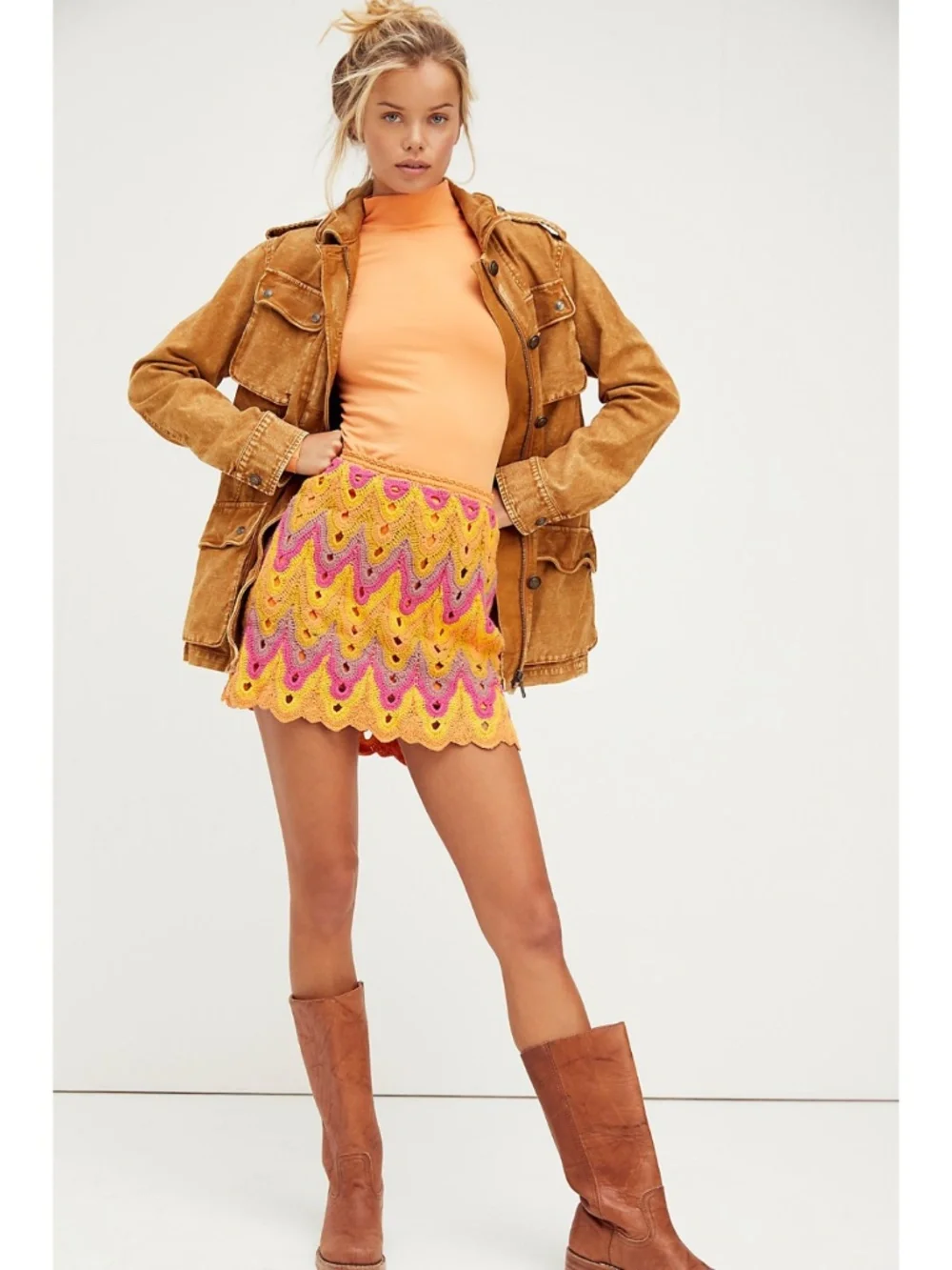 NEW Free People Heat of the Moment Crochet Skirt Almost Famous XS